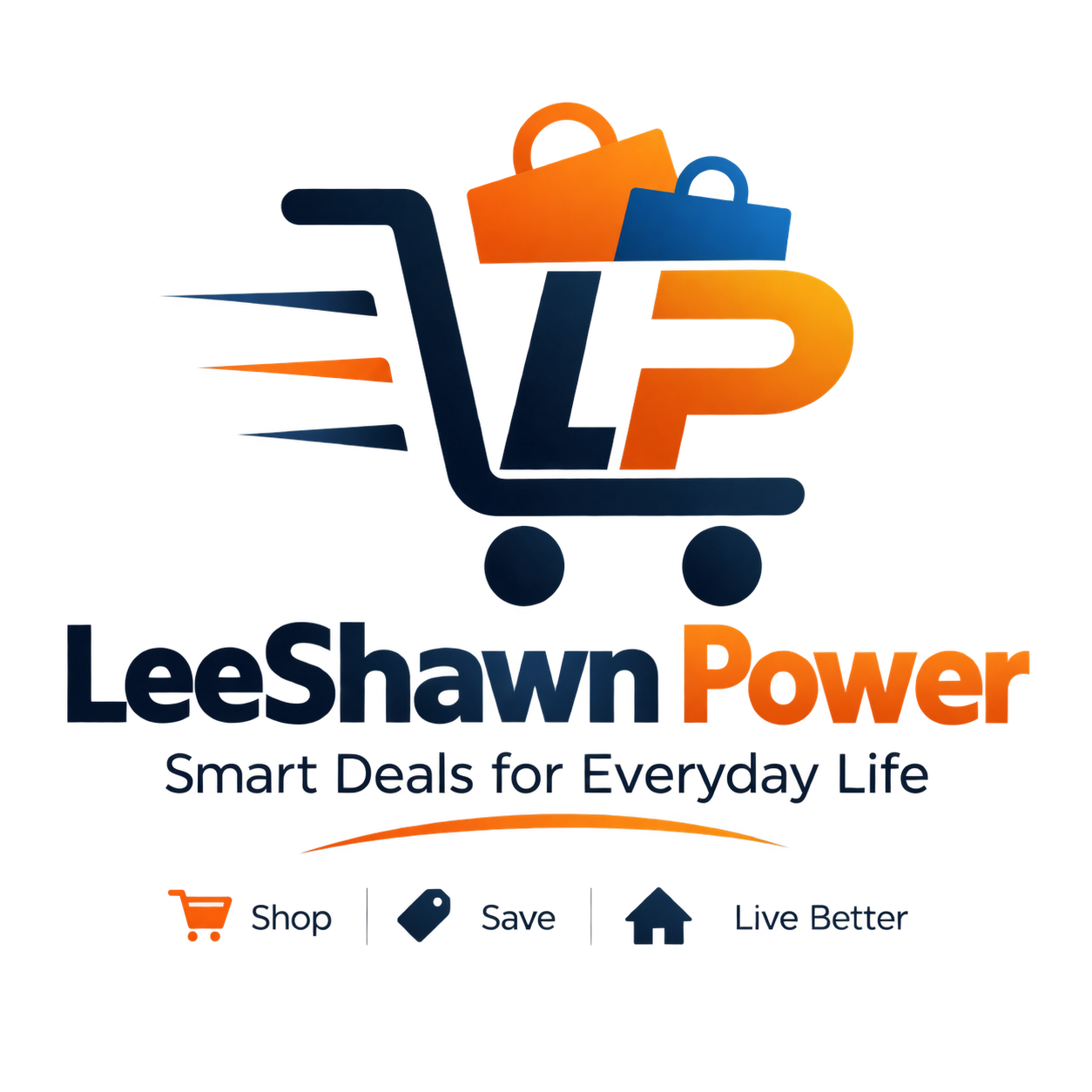 LeeShawn Power shopping logo with LP initials and shopping bags